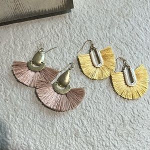 Set of 2 drop dangle fringe tassel fashion earrings